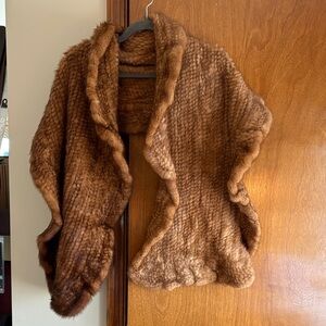 Vintage Brown Mink Fur Shawl Wrap